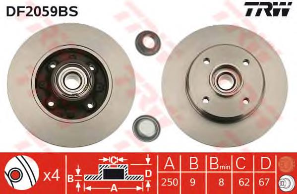 Disco de freno trasero TRW DF2059BS precio, desde 87,26 EUR