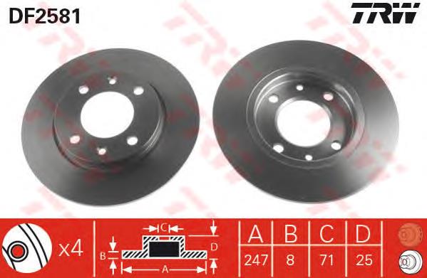 DF2581 TRW Freno de disco trasero