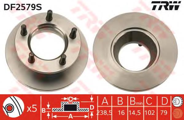 Disco de freno delantero TRW DF2579S