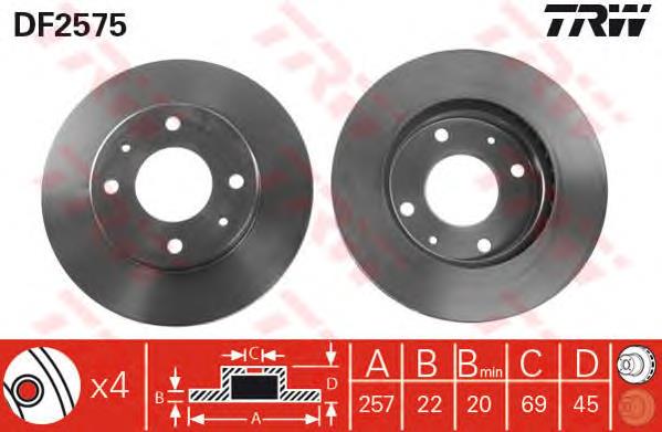 Disco de freno DF2575 TRW