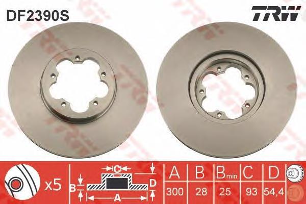 Disco de freno DF2390S TRW