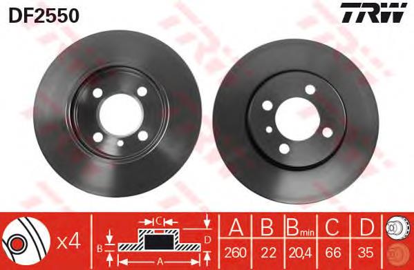 Frenos delanteros TRW DF2550 precio, desde 34,71 EUR