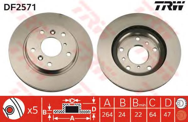 Frenos delanteros TRW DF2571 precio, desde 42,27 EUR