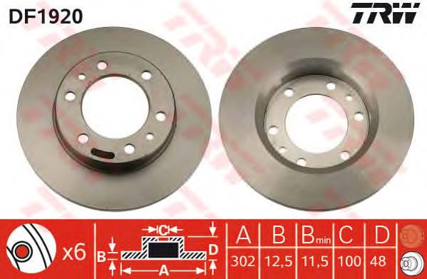 Disco de freno DF1920 TRW