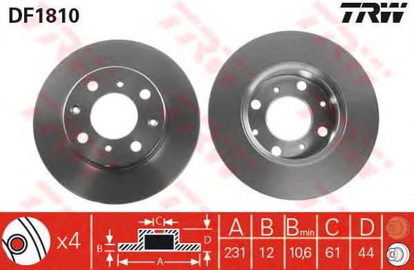 Disco de freno DF1810 TRW