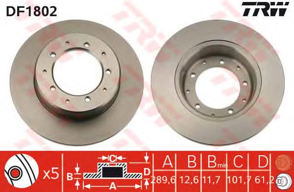 Disco de freno trasero TRW DF1802 precio, desde 32,93 EUR