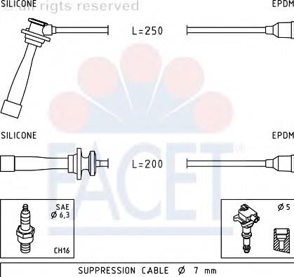 49841 Facet juego de cables de encendido