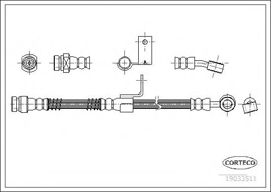 Tubo flexible de frenos delantero derecho 19033511 Corteco