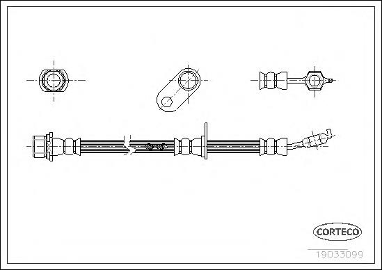 19033099 Corteco tubo flexible de frenos delantero derecho