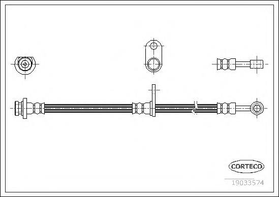 Tubo flexible de frenos trasero 19033574 Corteco
