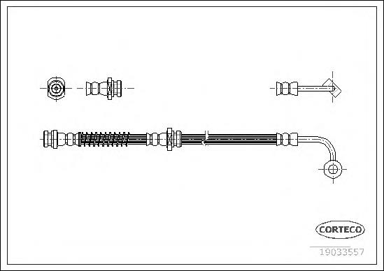 19033557 Corteco tubo flexible de frenos trasero derecho
