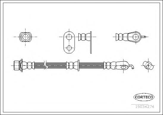 19034274 Corteco tubo flexible de frenos delantero derecho