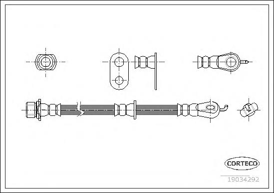 19034292 Corteco tubo flexible de frenos delantero derecho