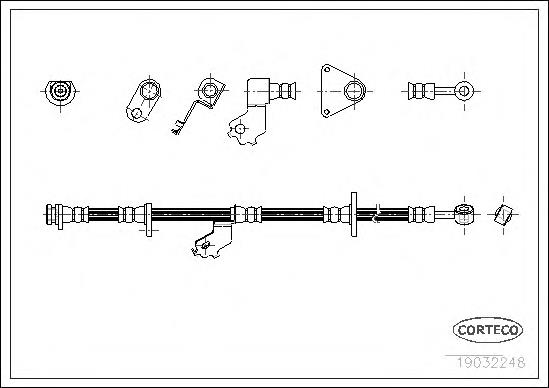 Tubo flexible de frenos delantero derecho 19032248 Corteco