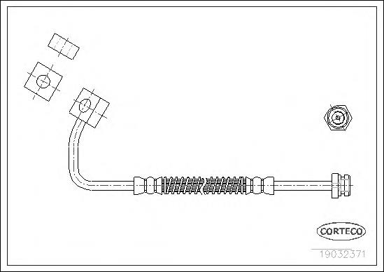 Tubo flexible de frenos delantero derecho 19032371 Corteco