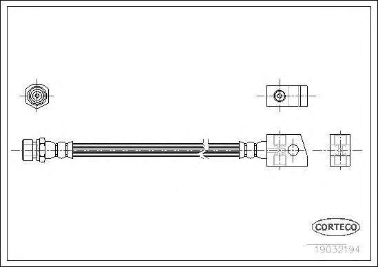 Tubo flexible de frenos trasero 19032194 Corteco