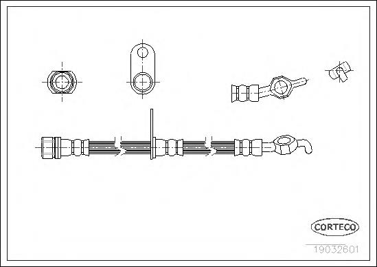 Tubo flexible de frenos trasero derecho 19032601 Corteco