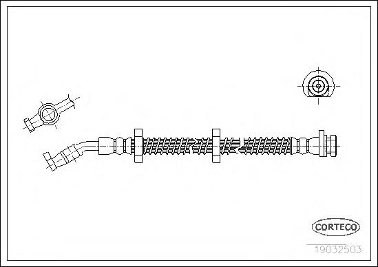 Tubo flexible de frenos trasero derecho 19032503 Corteco