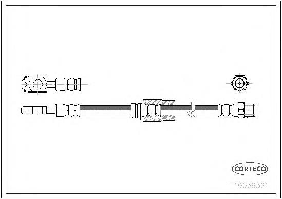 Latiguillo de freno delantero 19036321 Corteco
