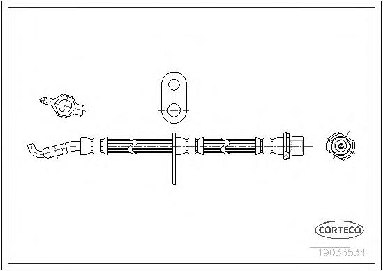 Tubo flexible de frenos trasero izquierdo 19033534 Corteco