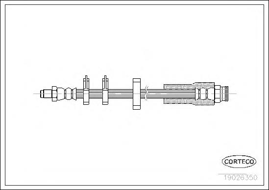 Tubo flexible de frenos trasero 19026350 Corteco