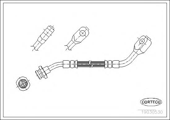 Tubo flexible de frenos delantero derecho 19030530 Corteco