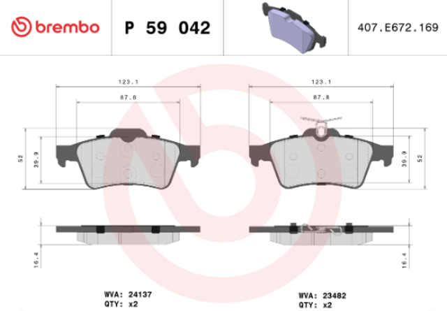 P59042 Pastillas de freno traseras  en stock Granada