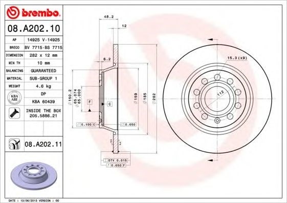 Discos de freno 08A20211 BREMBO