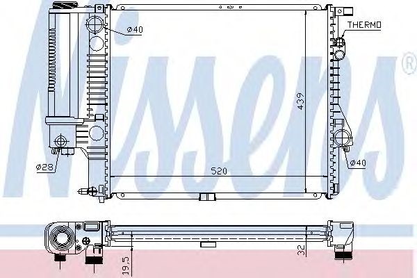 Radiador refrigeración del motor 60607A Nissens