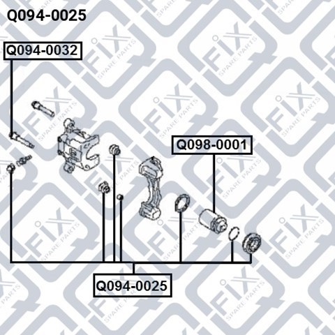 Juego de reparación, pinza de freno trasero Q0940025 Q-fix