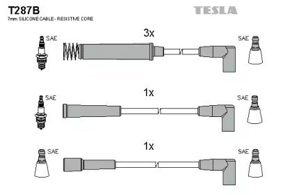 Juego de cables de encendido T287B Tesla