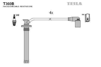 Juego de cables de encendido T360B Tesla