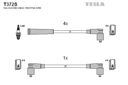 Juego de cables de encendido T372S Tesla
