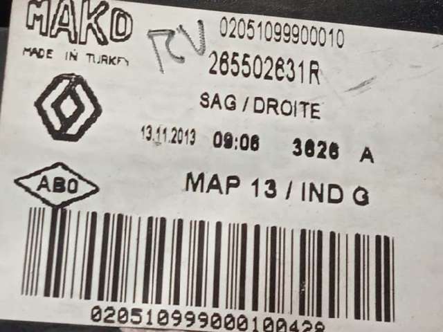 265502631R RENAULT Piloto trasero exterior derecho  disponible Vigo