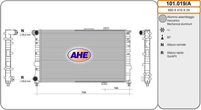 Radiador refrigeración del motor 101019A AHE