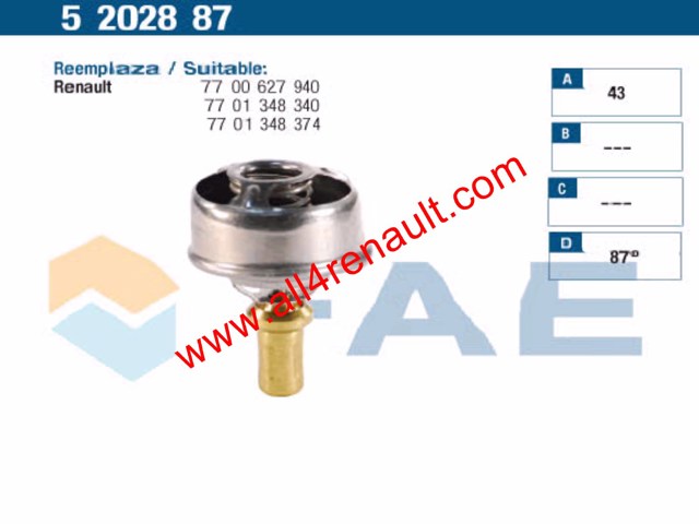 Termostato de agua 7701348376 RENAULT