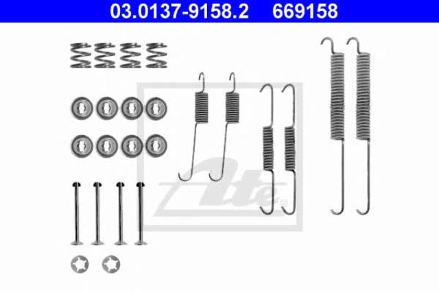 Juego de montaje, zapatas de freno traseras 03013791582 ATE