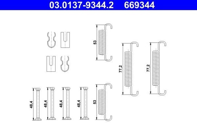 Juego de reparación de frenos traseros 03013793442 ATE