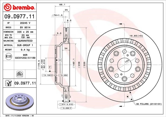Disco de freno trasero para Lexus LS F5