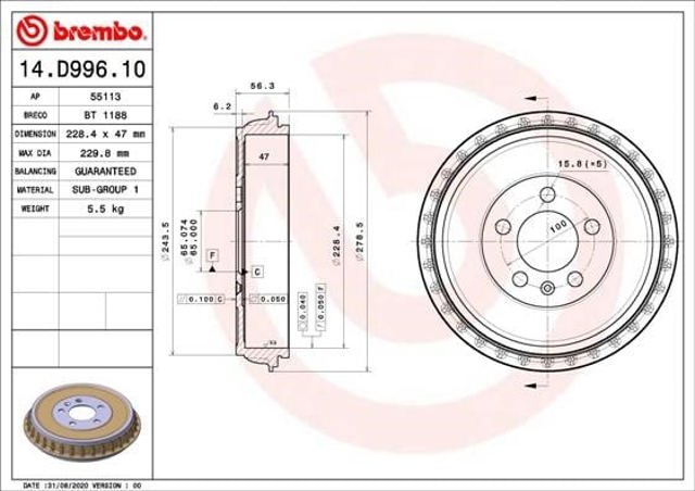 Precio del repuesto Tambor de freno trasero Ibiza V hatchback