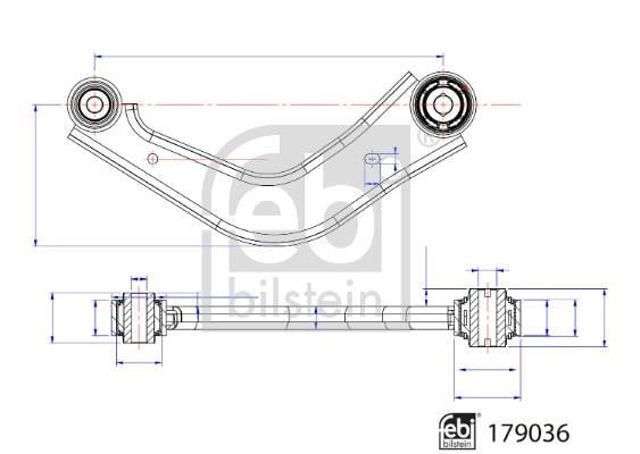 Brazo longitudinal superior trasero izquierdo/derecho 179036 FEBI