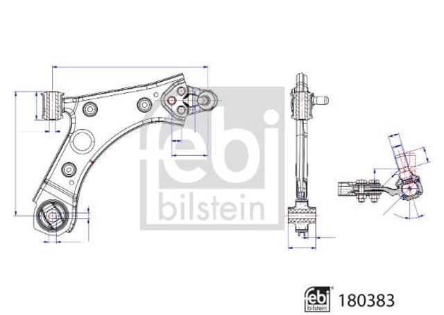 Brazo inferior derecho de la suspensión delantera 180383 FEBI