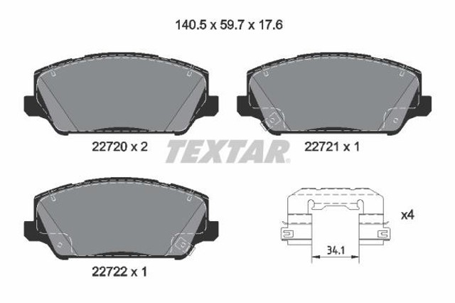 Pastillas delanteras de freno 2272001 TEXTAR