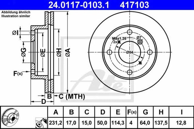 Freno de disco delantero Suzuki Swift 2 EA