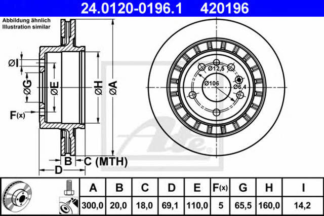 Freno de disco trasero 24012001961 ATE