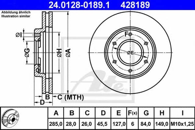 Disco de freno delantero para Toyota Hiace III (H10)
