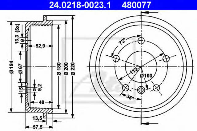 Tambor de freno trasero para Mercedes A  (W168)