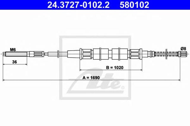 Cable de freno de mano trasero derecho/izquierdo para Volkswagen Caddy 14