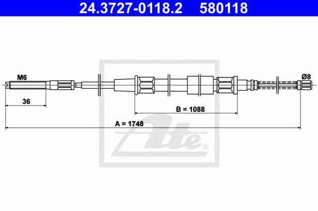 Cable de freno de mano trasero derecho/izquierdo 24372701182 ATE