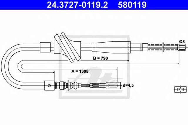 Cable de freno de mano trasero derecho/izquierdo 24372701192 ATE
